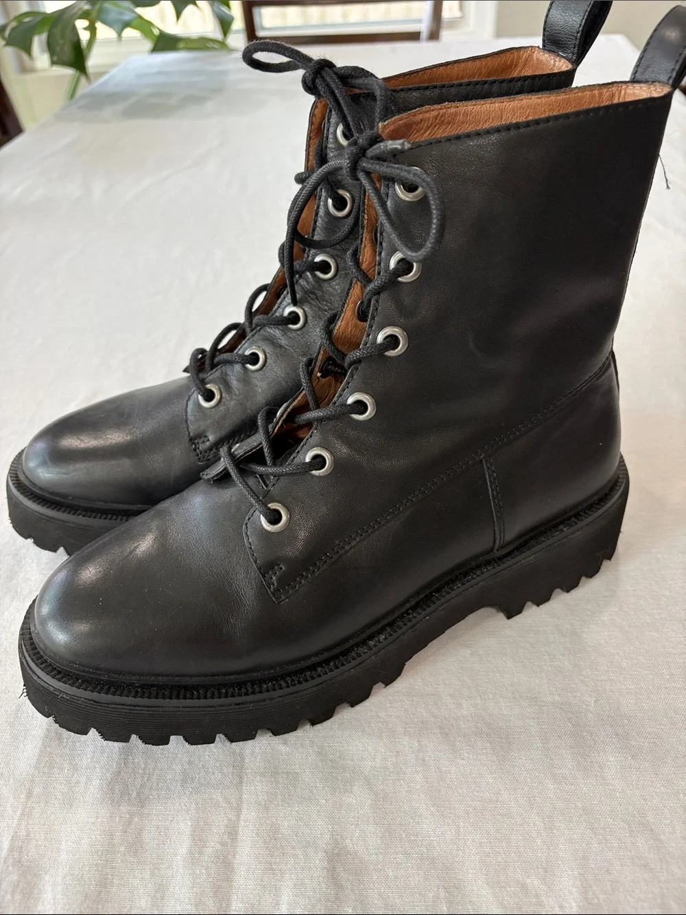 Madewell Black Leather Lace-Up Lug Sole Combat Boots - Picture 5 of 5